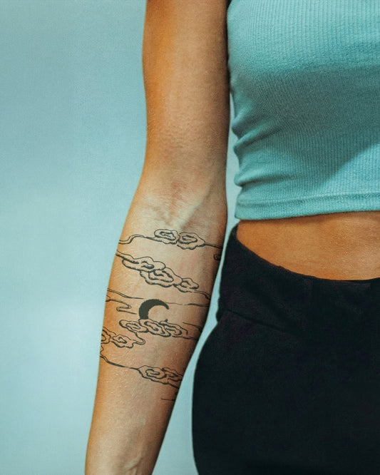 Sun in the Clouds temporary tattoo