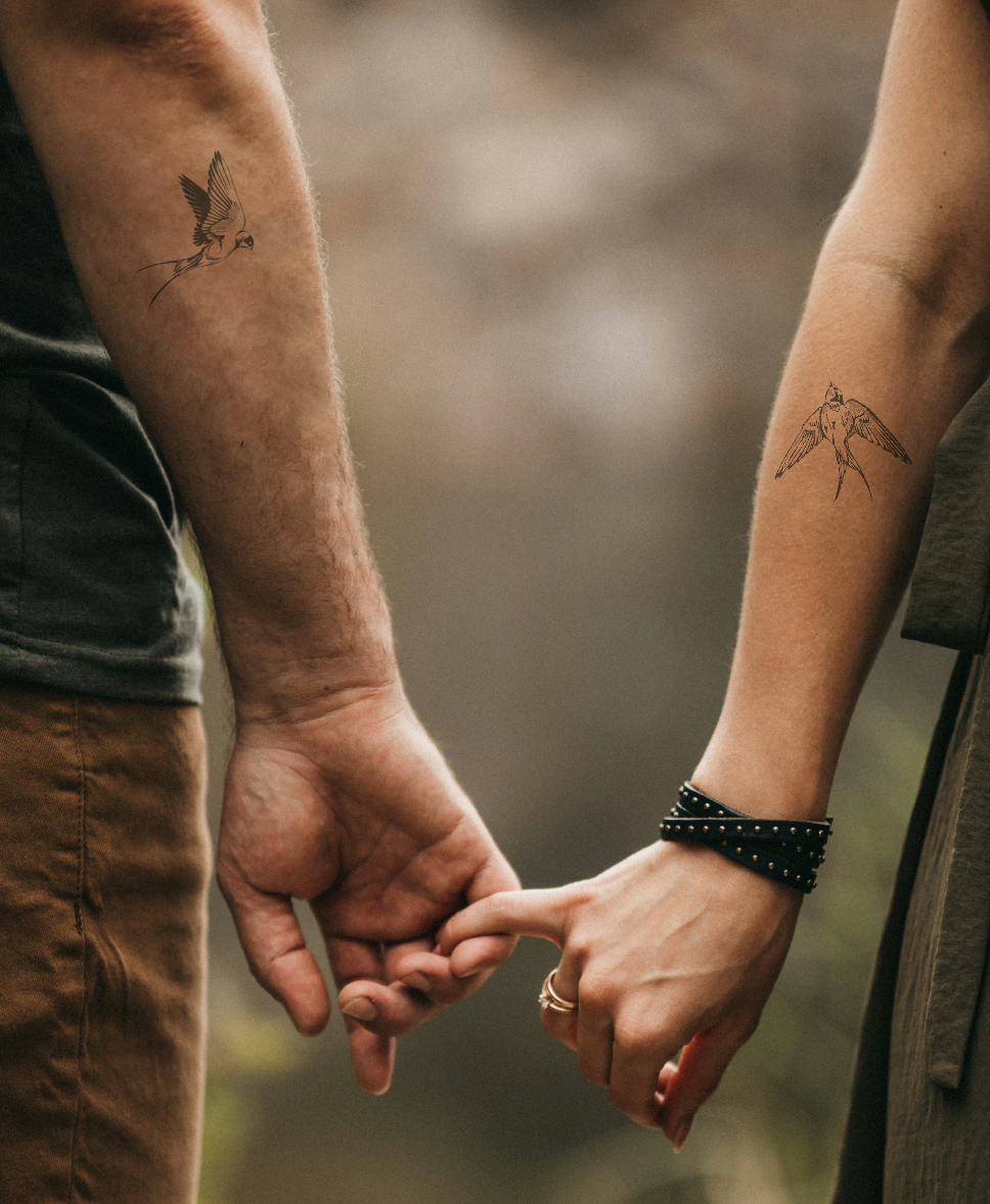 Swallow Birds Couple temporary tattoo