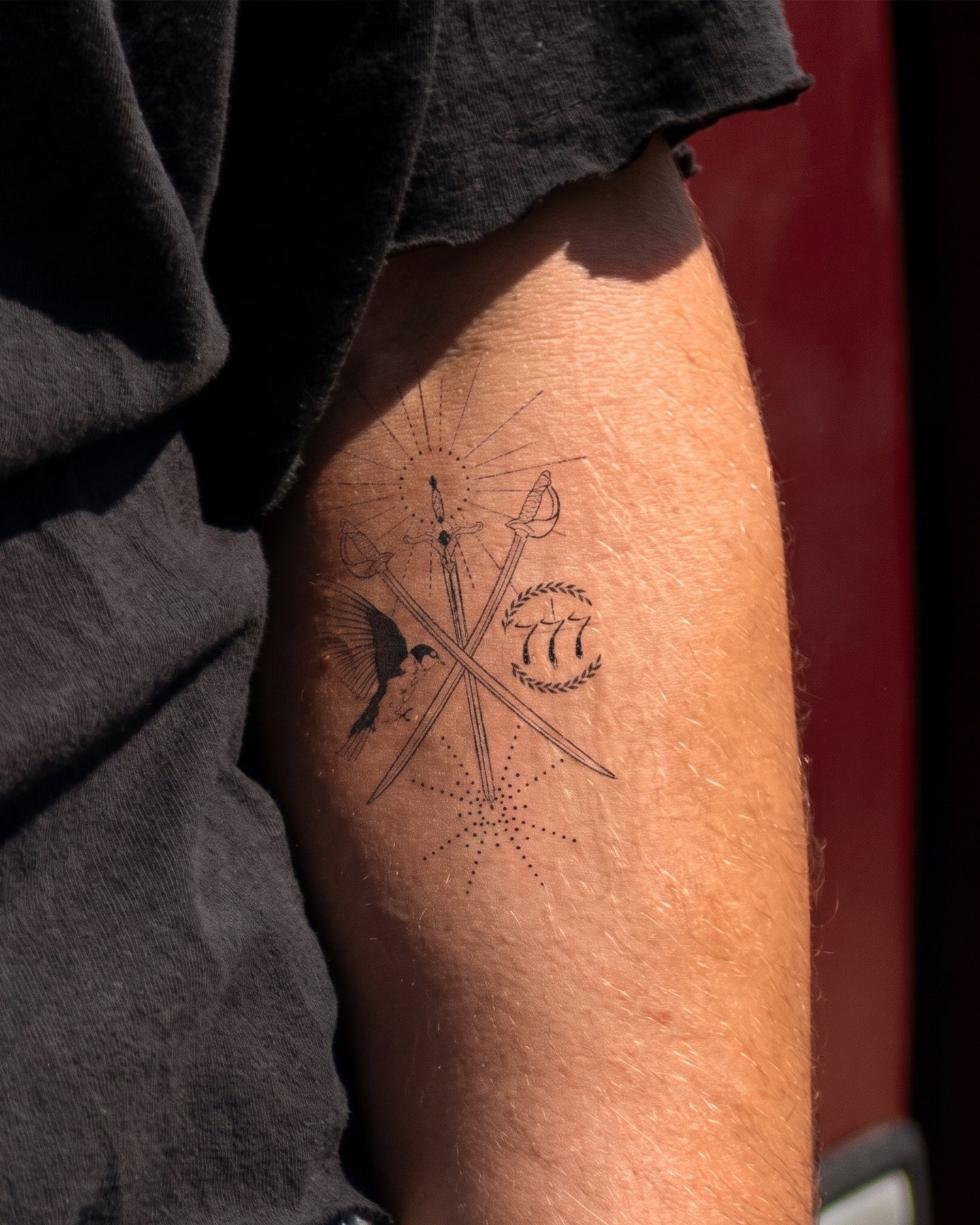 Swords And Birds temporary tattoo