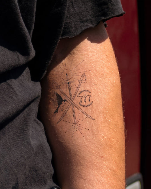 Swords And Birds temporary tattoo