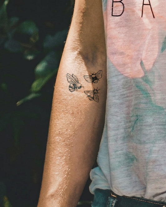 Three Bees temporary tattoo