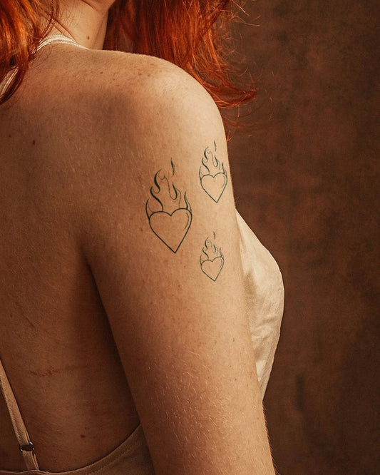 Three Fire Hearts Bundle(3 Tattoos) temporary tattoo
