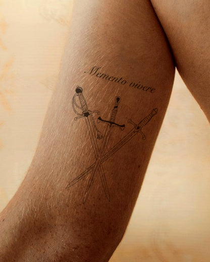 Three Swords temporary tattoo