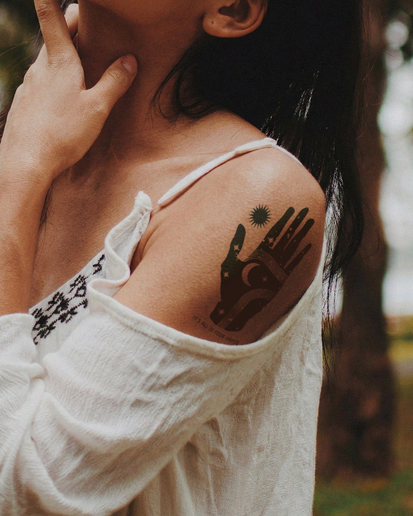 Universe Hand temporary tattoo